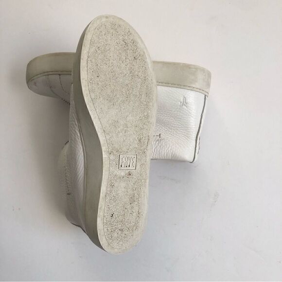 Frye Lena zip platform white leather sneakers with double top zippers woman’s 6 - Picture 8 of 12